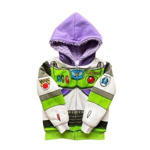 Disney Toy Story Buzz Lightyear Sherpa Cosplay Zip-Up Hoodie Sweatshirt Size 2T